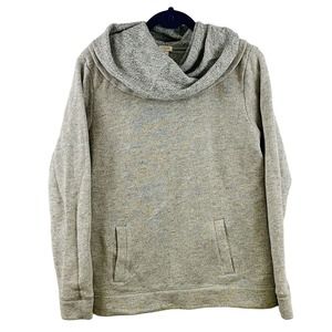 Womens M J.Crew Funnel Neck Sweatshirt Heather Gray Pullover Front Pocket #E0820
